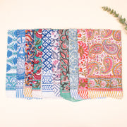 Set of 10 - Block Print Bandanas, Stylish Western Scarf, Sustainable Handmade Headband, Pure Cotton Bohemian Bandanas, Trendy Bandana Scarf